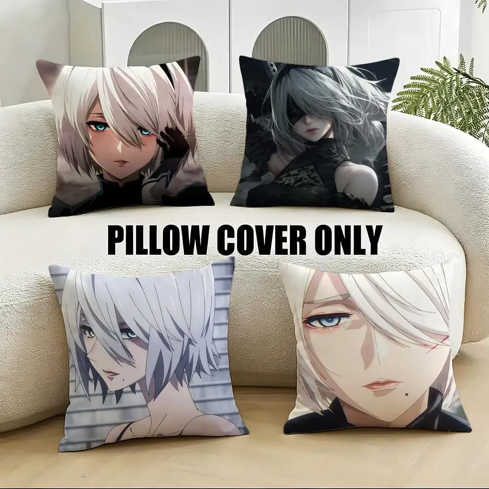 Sci-Fi N-Nier AutomataS Copricuscini 4 Pezzi Morbidi in Peluche 40x40 45x45 per Divano e Camera da Letto