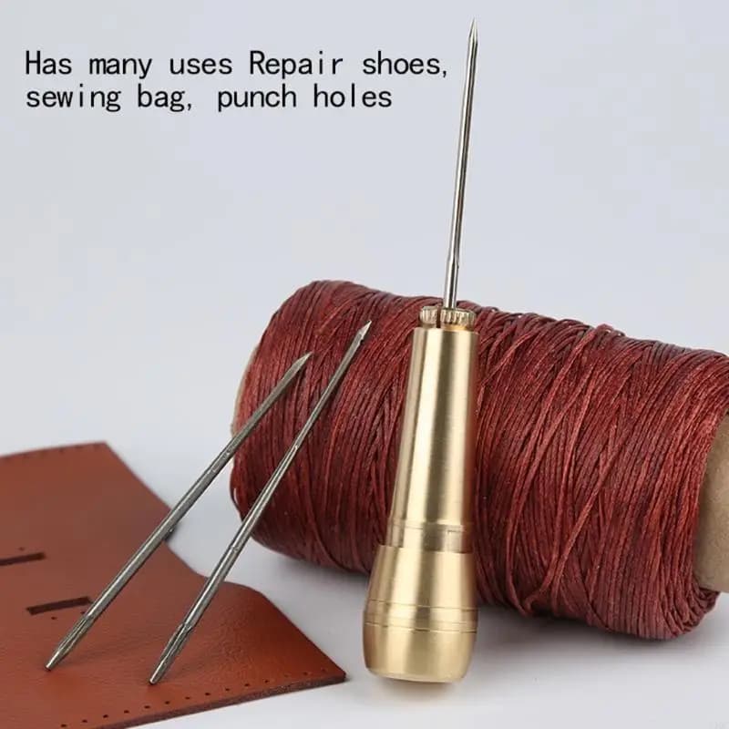 4 pezzi tela in pelle cucito punteruolo conico cucitrice aghi con manico in metallo cuciture a mano all'uncinetto scarpe fai