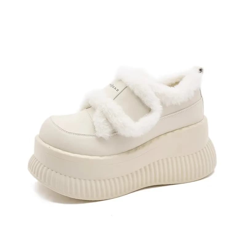 Scarpe a testa grande piccole scarpe bianche da donna autunno inverno 2024 nuove scarpe da tavolo con suola spessa in velcro all-match