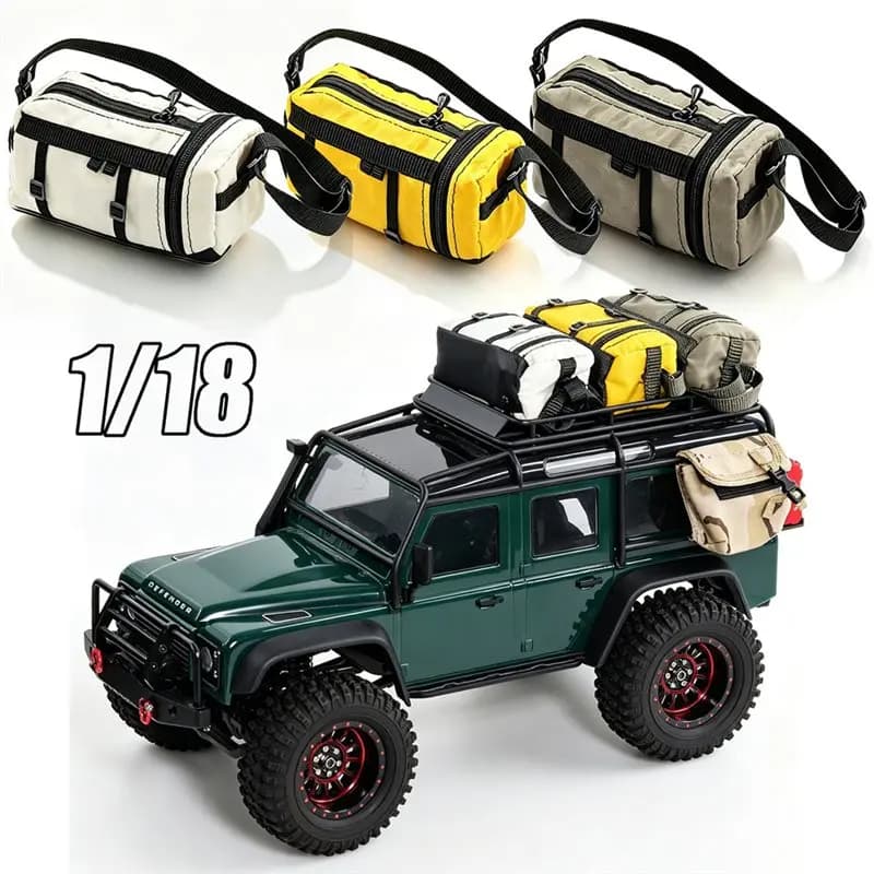 YSUN-RC Crawler 1/18 Scale Mini Simulation Travel Bag Roof Decorative Luggage Accessory For RC Car Storage Grey