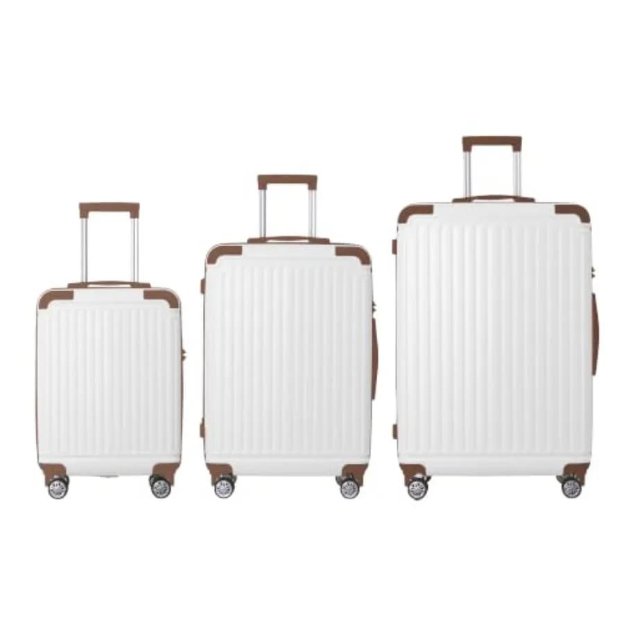 3-Piece ABS Hardshell Luggage Set, Lightweight Durable Suitcases with 4 Silent Spinner Wheels, TSA Lock and Scratch-Resistant S