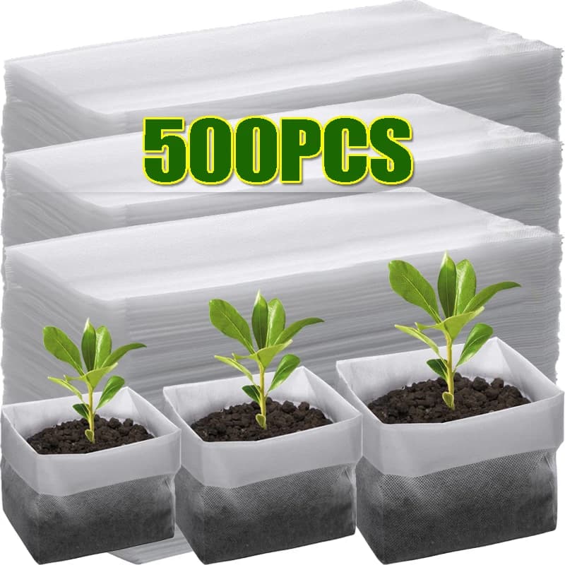 500/100PCS Biodegradable cultivation bags for nursery Plants in nonwoven fabric Pockets for seed cultivation Garden Flower Vegetables Plant Care Accessories