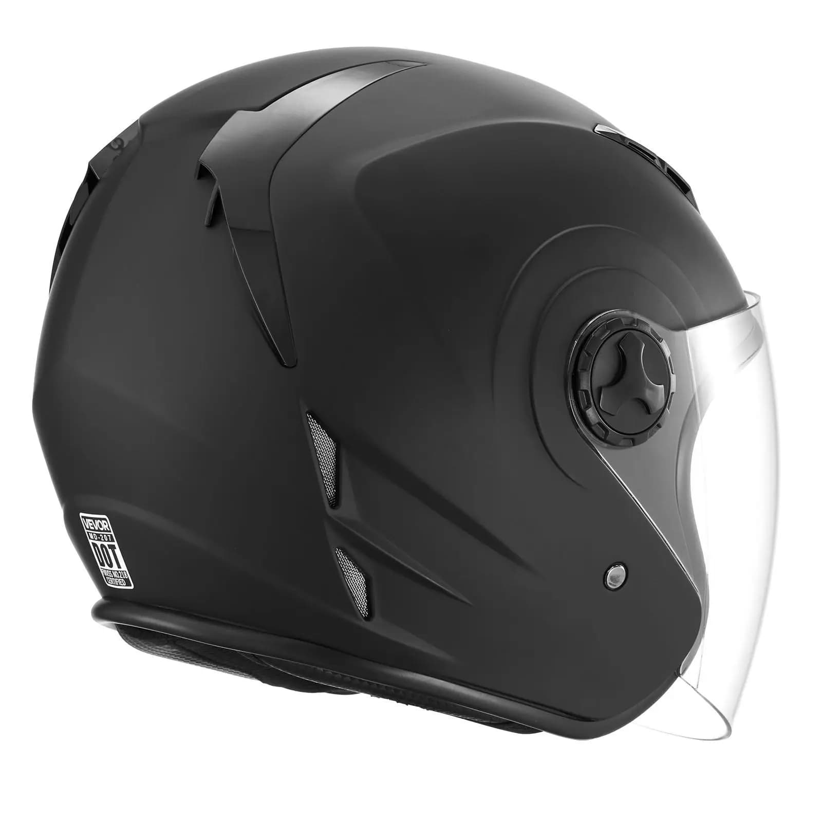 Casco da Moto, 3/4 Open Face, per Adulti, per Motocross e Dirt Bike, con Visiera Trasparente, Comodo per Corse su Strada