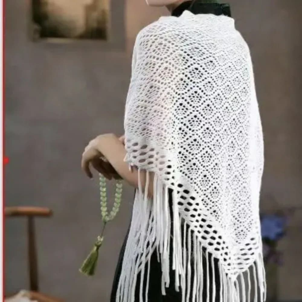 Creative Solid Color Women's Shawls Hollow Floral Tassel Scarf Embroidery Cheongsam Accessories Fringes Wraps Spring Summer