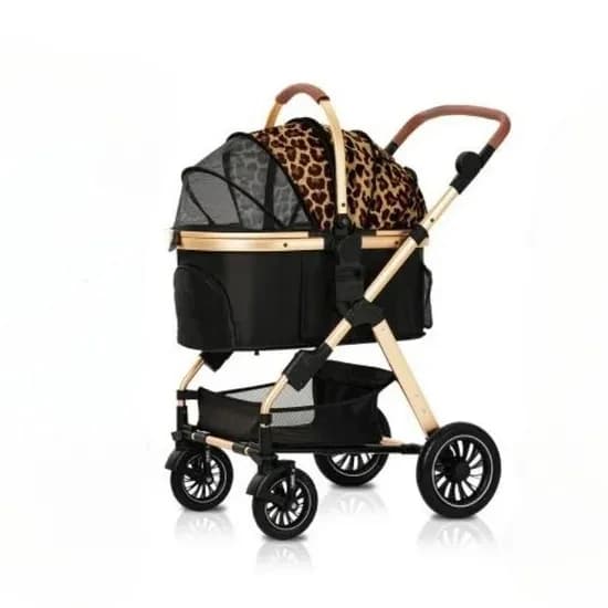 Passeggino di Lusso 3-in-1 in Lega di Alluminio Pieghevole per Animali Domestici, Trasportino da Viaggio Personalizzato per Cani con Borsa Trolley