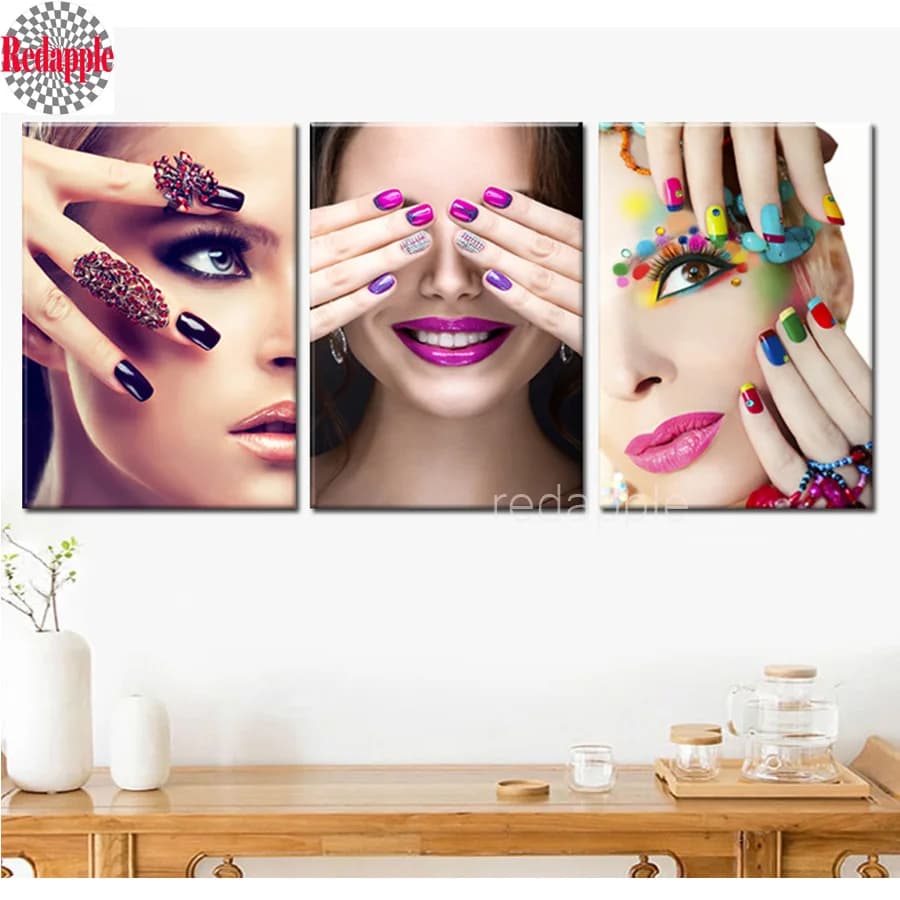 Diamond Painting Makeup Nail Wall Store Salon Poster Full Square DIY Diamond Embroidery Cross Stitch Rhinestone Mosaic Painting