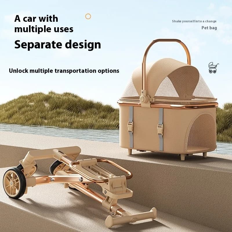 Passeggino pieghevole per cani e gatti, design leggero e staccabile per piccoli e medi, carrello da viaggio all'aperto