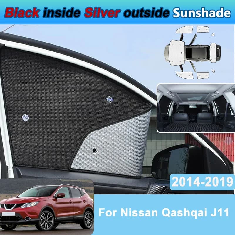 Parasole per Finestrini Auto Nissan Qashqai J11 MK2 2014~2019, Protezione dal Calore e dai Raggi UV, Accessori Auto