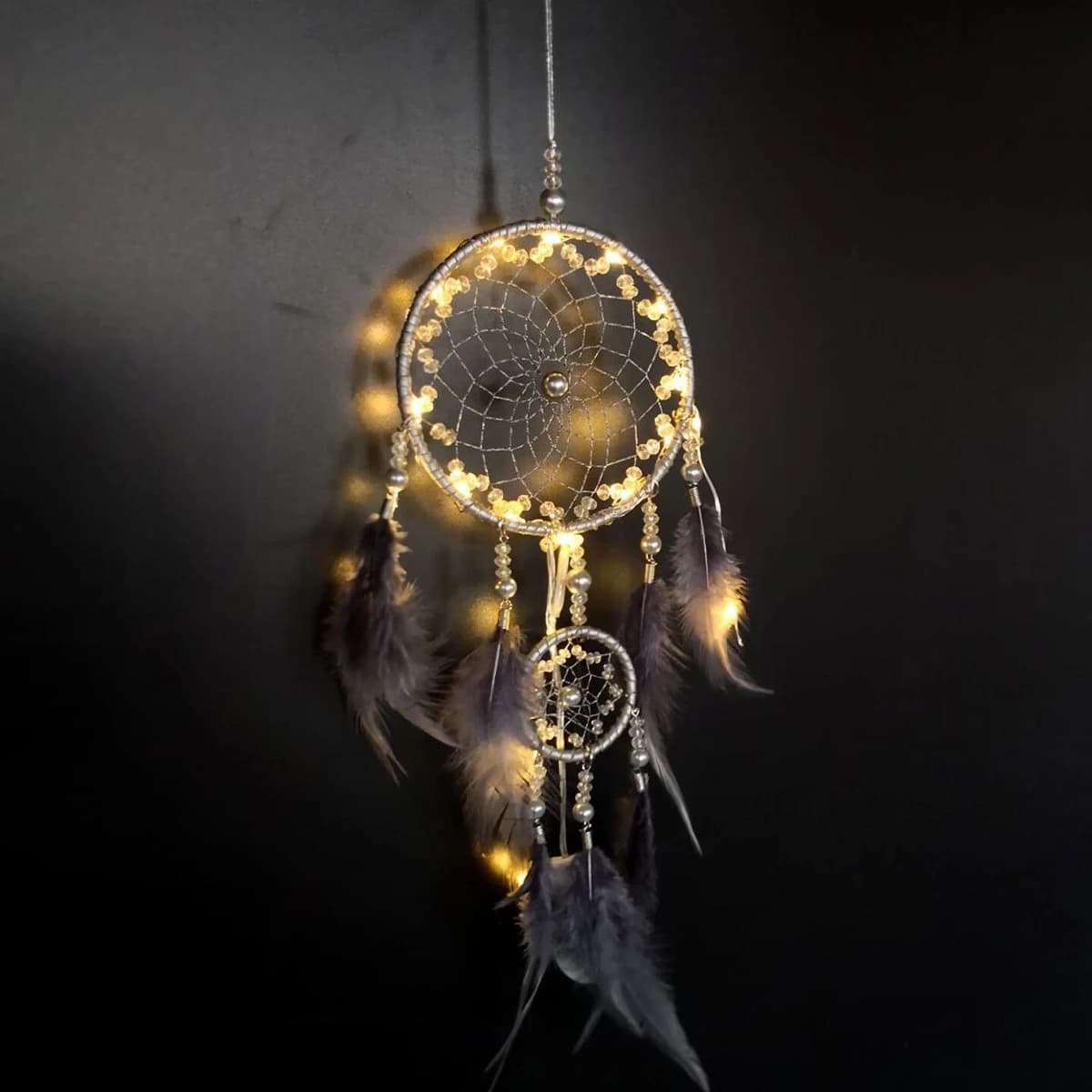 Holiday Dreamcatcher Pendant - Christmas Lantern Weaving Decor, Boho Jewelry Gift