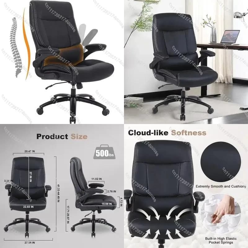 Ergonomic Office Chair PU Leather Executive Desk Chair High Back Computer Gaming Seat with Lumbar Support for Home Business