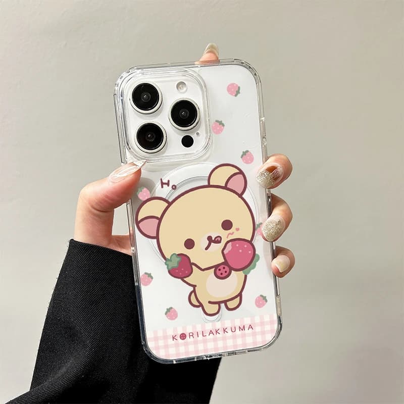 Polka Dot R-Rilakkuma Magnetic Case for Samsung Galaxy S26 S25 Edge S24 S23 Ultra Plus FE A57 A56 A55 A54 A36 A35 A17 A16 Cover