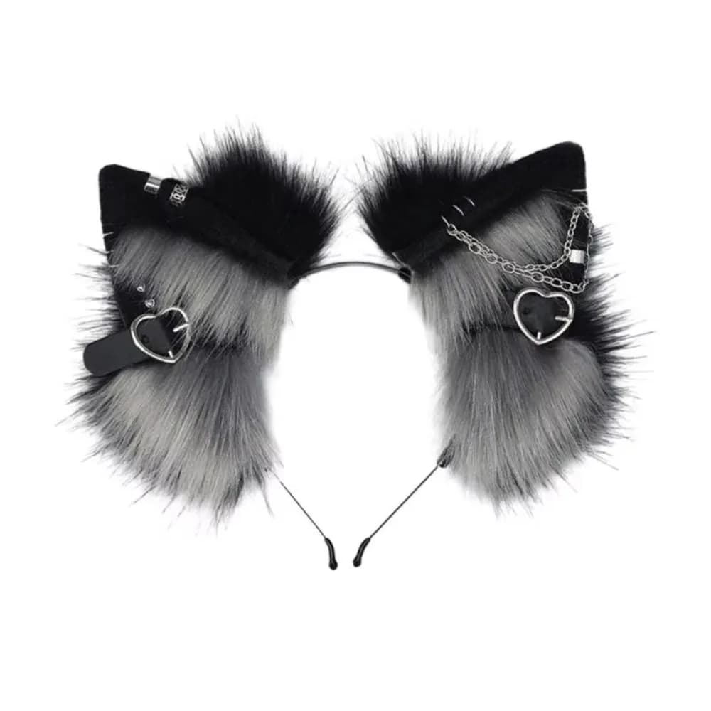 Fascia per capelli Lolita con orecchie da gatto e ciondolo a cuore, accessorio per capelli per Halloween e cosplay