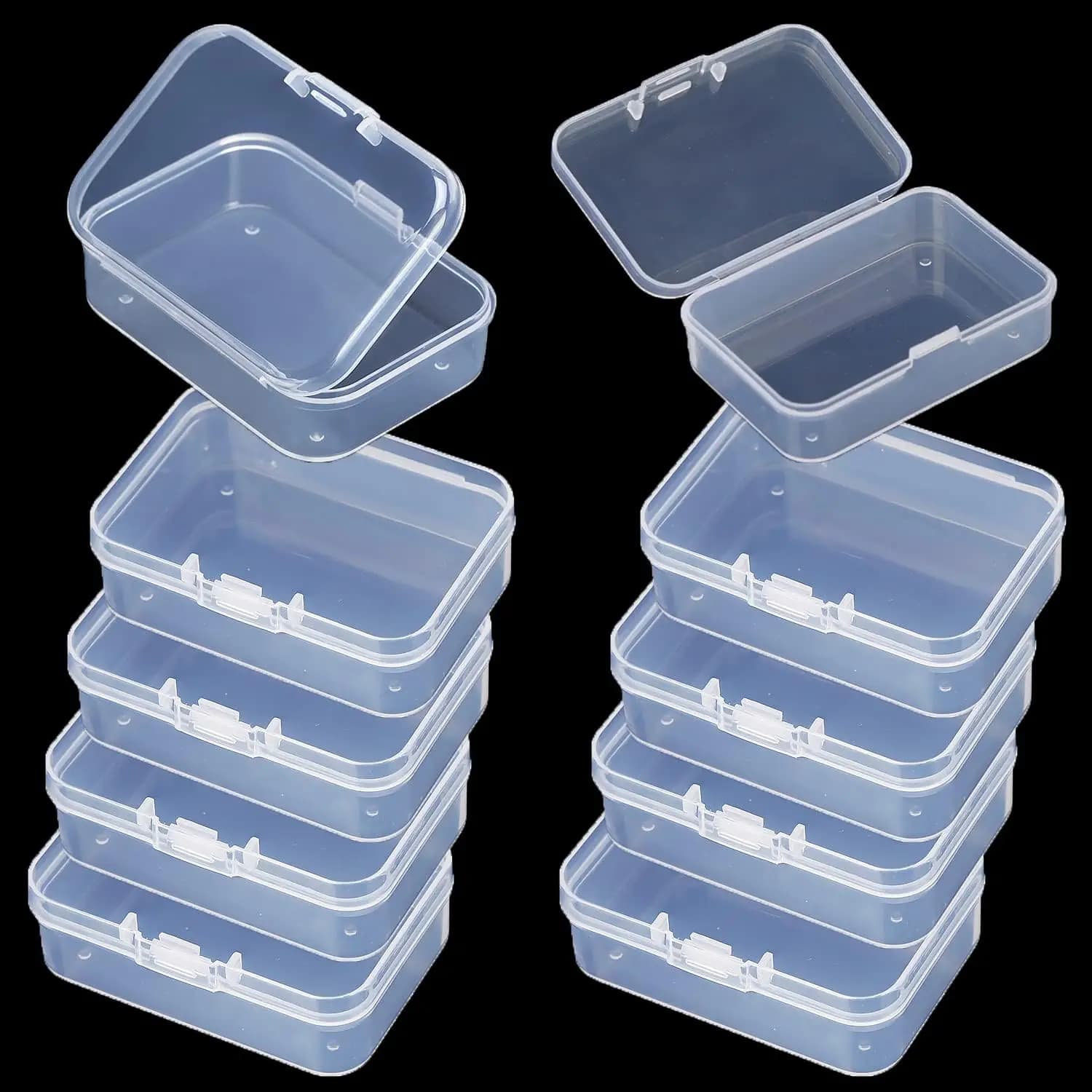 A Set of 10 Small Transparent Plastic Storage Boxes, Perfect for Organizing Beads, Jewelry, Earplugs,Crafts,Nail Art Decorations