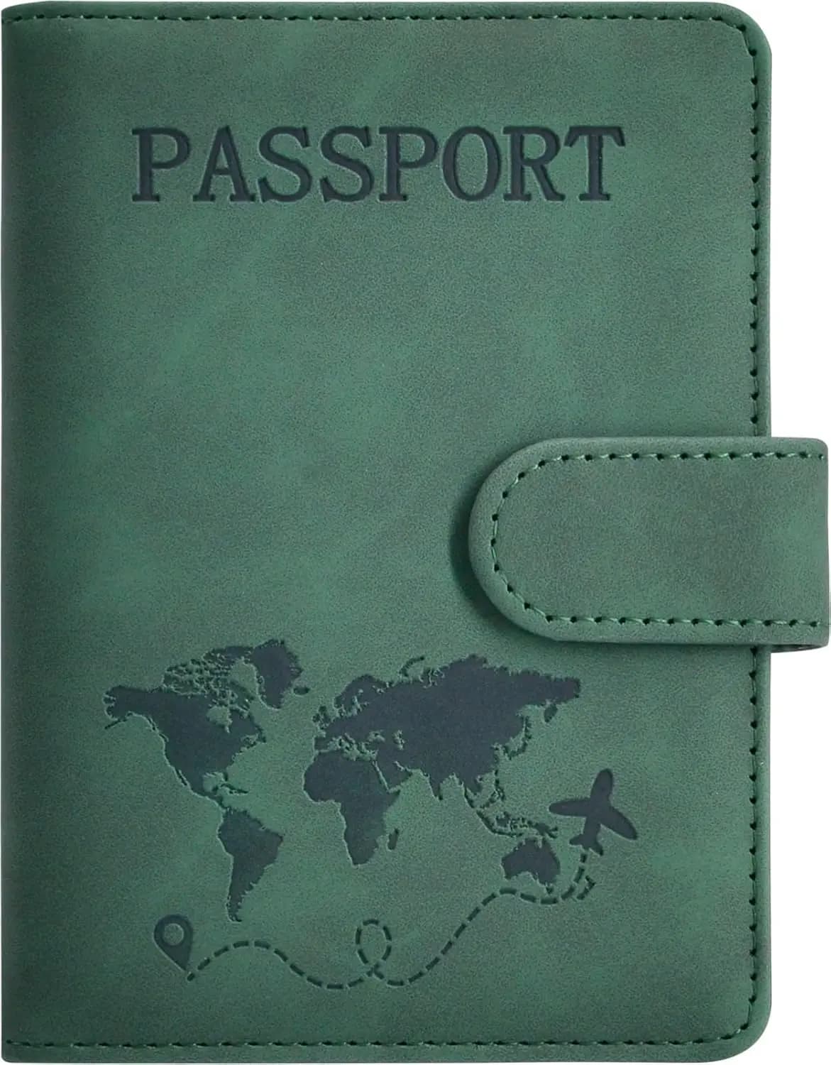 Porta Passaporto Compatto con Protezione RFID e Scomparti per Carte, Accessorio da Viaggio in Pelle Verde