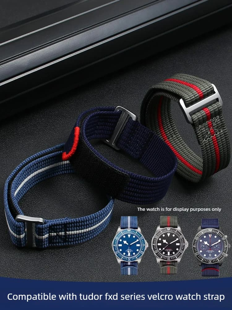Cinturino per Orologio in Velcro Adatto per Serie Tudor Collar Submarine FXD, Accessori per Cinturini in Nylon da Immersione 22mm
