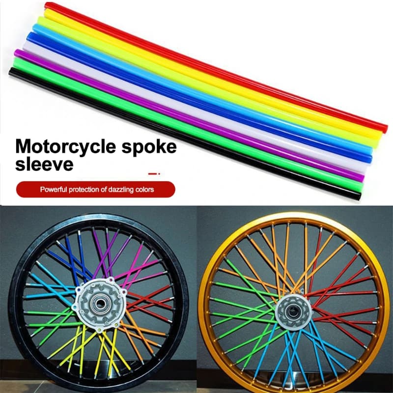 Kit di 72 Protezioni per Raggi Ruota Bici da 24 cm, Copriraggi Colorati per Moto e Biciclette