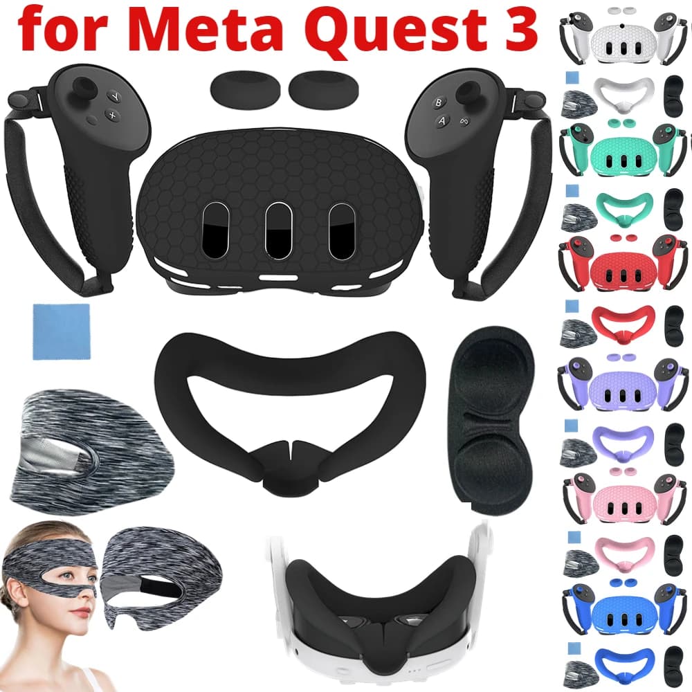 7-piece Silicone Protective Case for Meta Quest 3 Anti-scratch Protective Case in TPU VR
