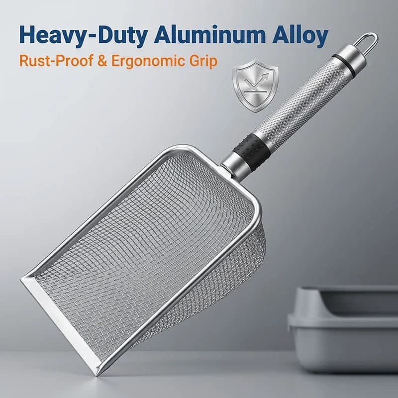 Pet Metal Aluminum Alloy Cat Litter Scoop Stainless Steel Durable Handle Poop Shovel Filter Deep Shovel Cleaner Pet Clean Tool