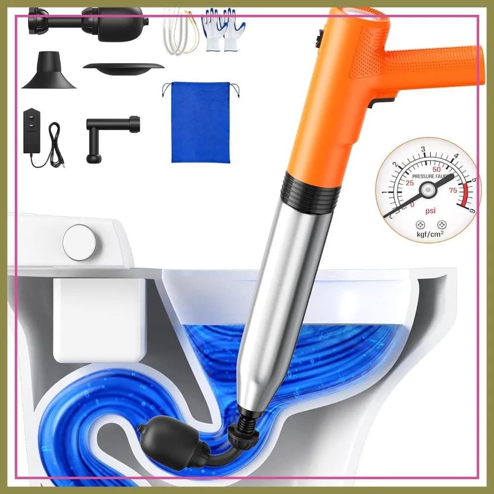 Sturalavandini 4 in 1 con Gonfiaggio Automatico, Rimuovi-Intasamenti Resistente per Lavandini e Scarichi