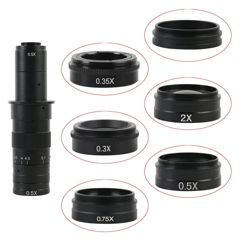 0.3X 0.35X 0.5X 0.75X 2X 1X Lente di Barlow 42mm Filettatura di Montaggio Microscopio Obiettivo Della Fotocamera Per Obiettivo 10A 120X/180X/300X