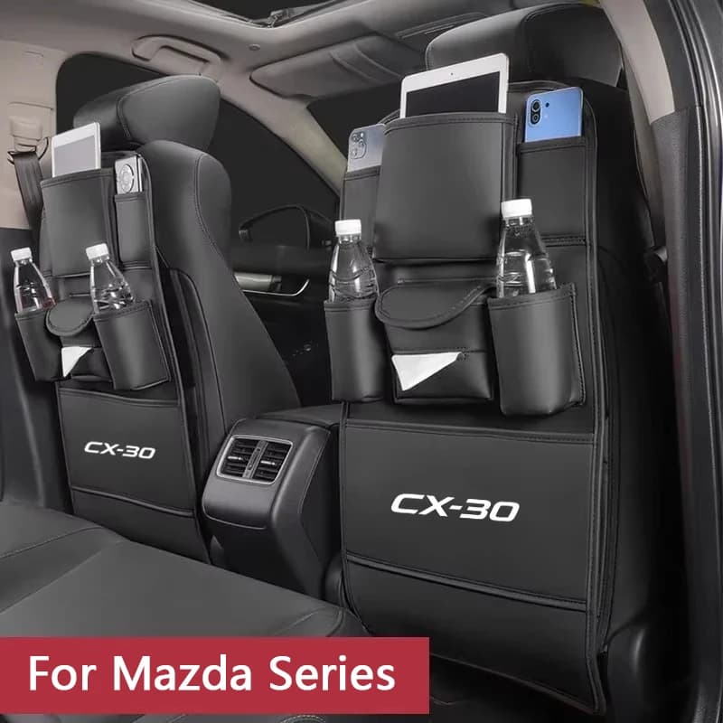 Car Seat Anti Kick Pad For Mazda CX-30 CX30 Leather Seat Back Organizer with Tissue Holder Anti Kick Pad Anti Scratch Protector