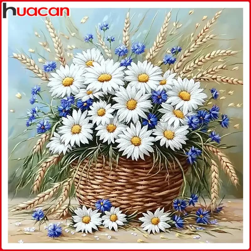 Huacan Daisy Flower 5D Diamond Painting Rhinestone Pictures DIY Diamond Mosaic Handmade Gift Art Home Decoration