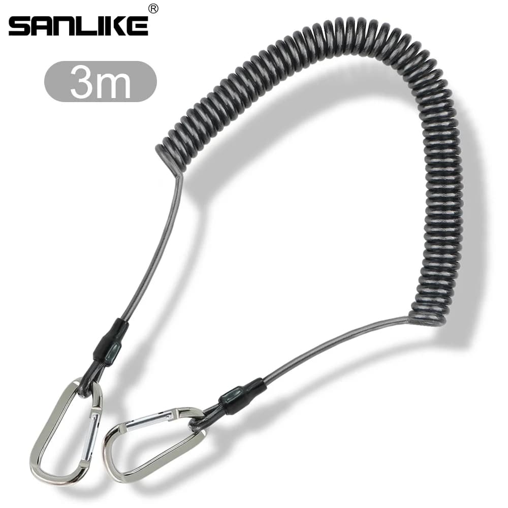 Cordini da Pesca 1.2M/1.5M/3M Retrattili a Spirale con Moschettone, Corda in TPU per Nautica e Pesca, Corda di Ritenzione, Attrezzi da Pesca
