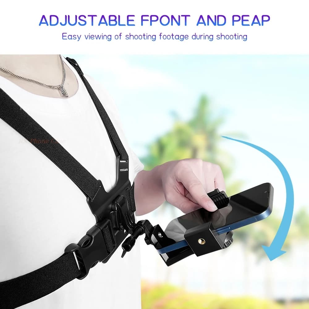 Adjustable Head Chest Strap Mount Kit for GoPro Hero 13 Action Camera 360° Rotating Holder for Phone Outdoor Sports Accessory