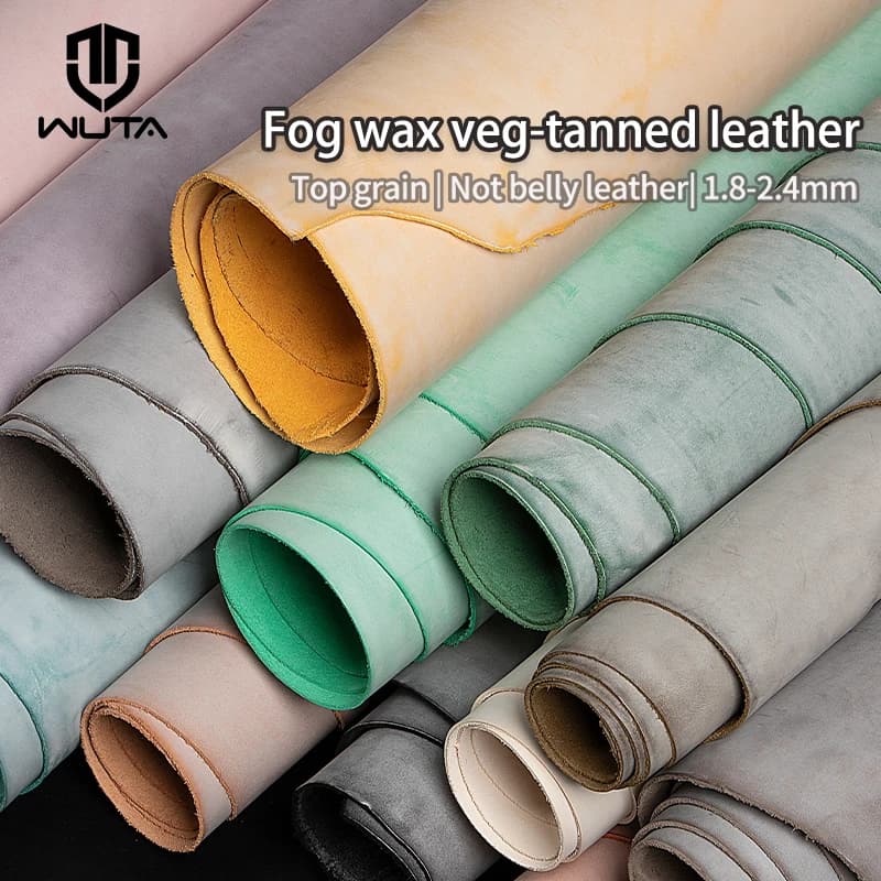 WUTA Fog Wax Vegetable Tanned Cowhide Full Grain Genuine Leather Sheet,Real Cow Skin 1/3/5 Sq.Ft for DIY Craft Journal Cover,Bag