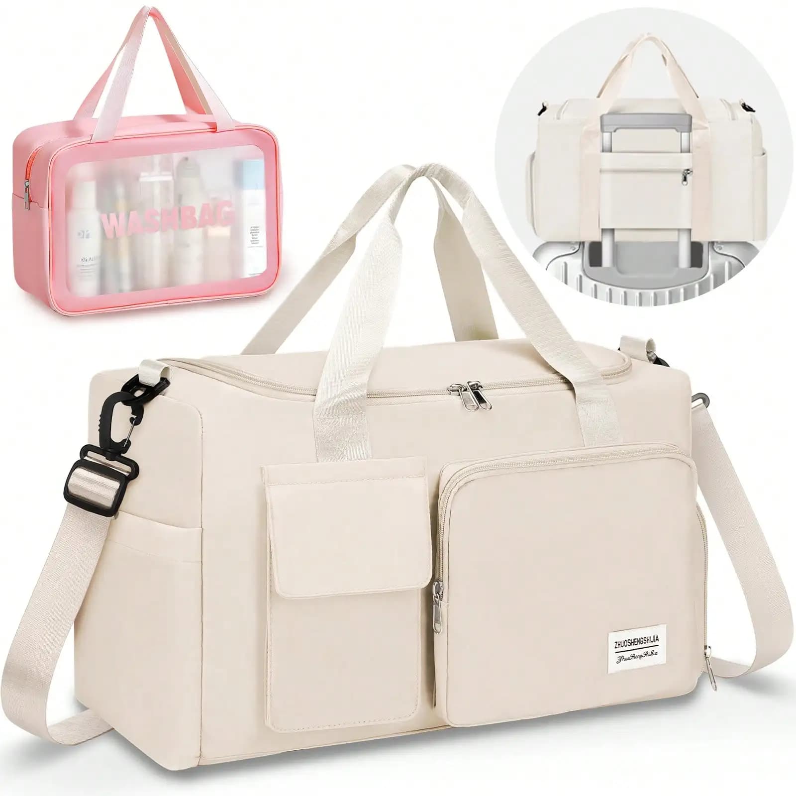 Large Capacity Training Bag Travel Bag,Sports Bag With Shoe Compartment And Wet Clothes Compartment, Oxford Cloth Wear-Resistant And Waterproof Material, Travel Bag With Wet And Dry Pockets, Lightweight Carry-On Handbag, Weekend Overnight Bag