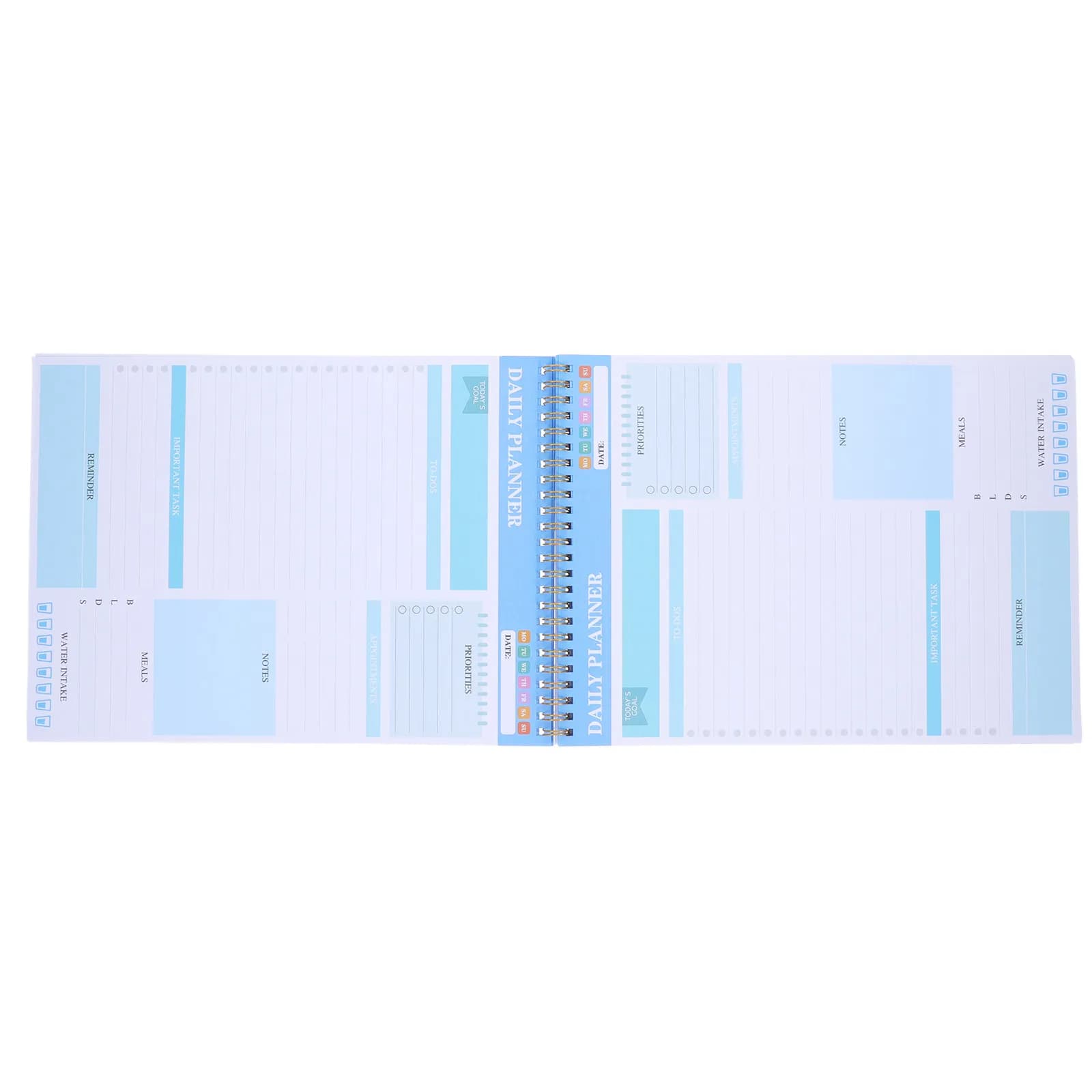 Agenda giornaliera non datata con elenco delle cose da fare, quaderno a spirale con copertina frontale in PVC, spessa copertina posteriore, organizer per l'organizzazione del lavoro, blocco note.