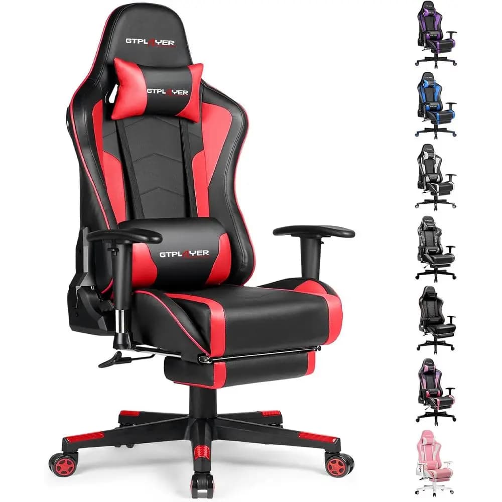 Sedia da Gaming Ergonomica Bluetooth con Poggiapiedi e Altoparlanti, Robusta per un Comodo Utilizzo con Computer