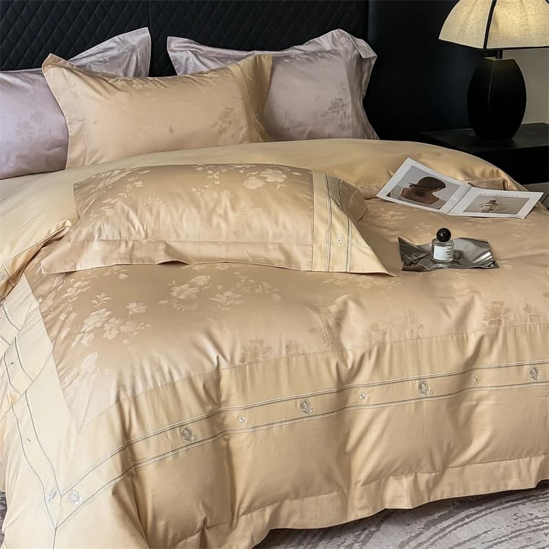 1000TC Egyptian Cotton Jacquard Flowers Embroidery Set luxury bedding Cover Flat/with corners Loyalty 4 pieces