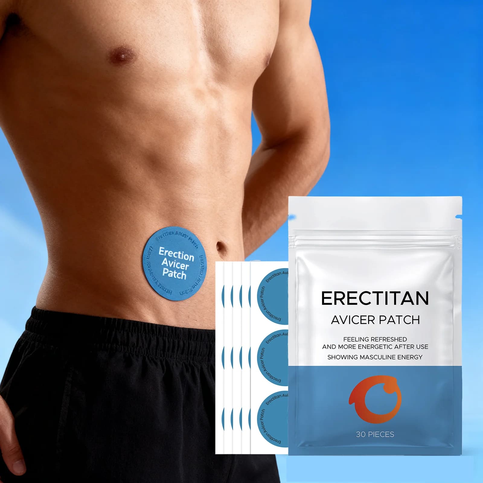 Men's Health Patch Male Enhancement Support Patches Natural Herbal Supplement for Energy Vitality & Performance Daily Care Patch