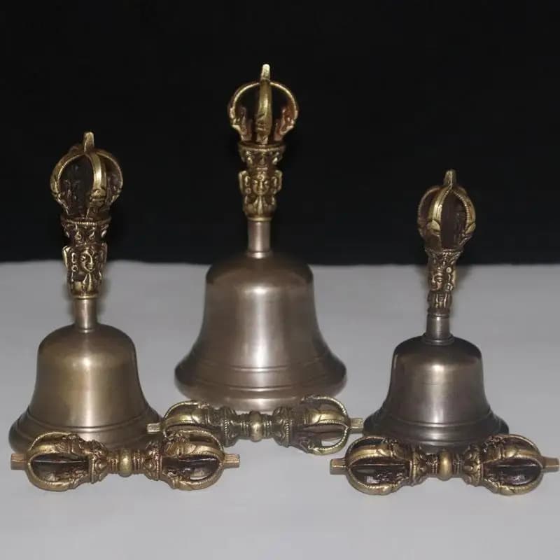 Tibet Tibetan Nepal five-strand vajra bell and pestle Statue Ornament Home Office Cabinet Deco Desktop Decor Figurines