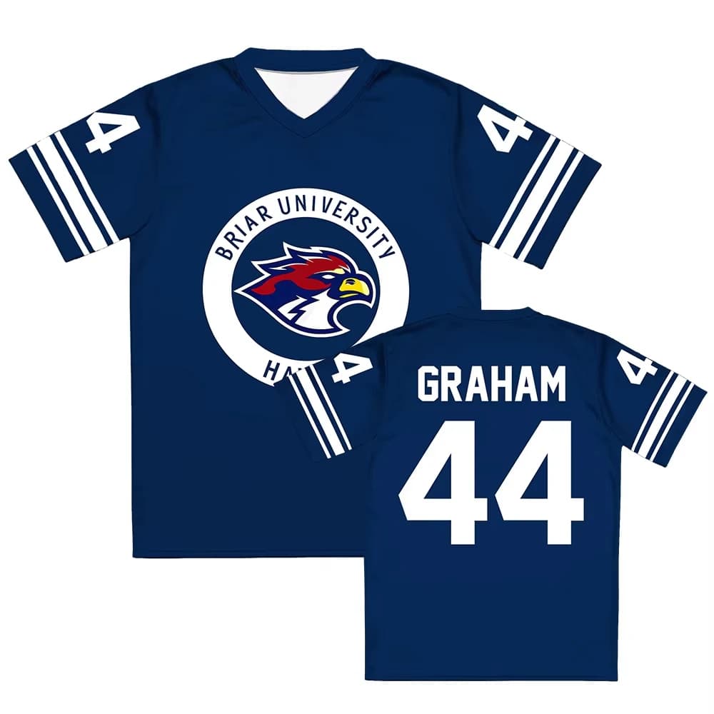 2026 Off Campus Briar University Jersey Graham 44 22 Di Laurentis 66 Tucker46 T-Shirts V-Neck Short Sleeve Men Motorcycle Tees
