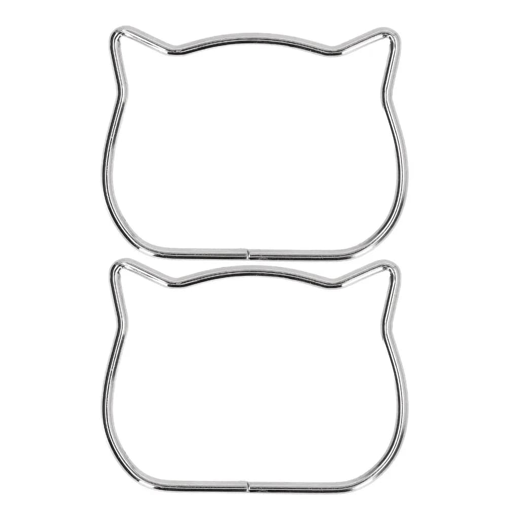 2PCS Luggage Accessories Metal Purse Handle Gold Cat Head Purse Frame Silver Handbag Handle Decoration