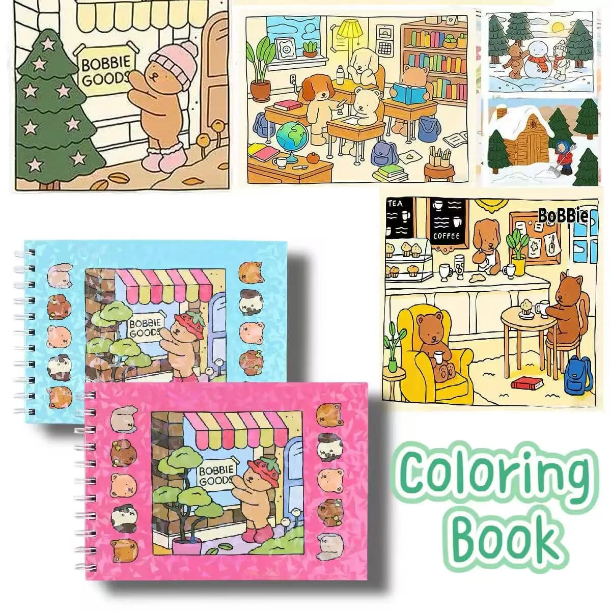 1PCS Thick Hardcover Spiral Animal Coloring Book, Educational Drawing Notebook, DIY Art Sketch Pad for Kids Holiday Gift