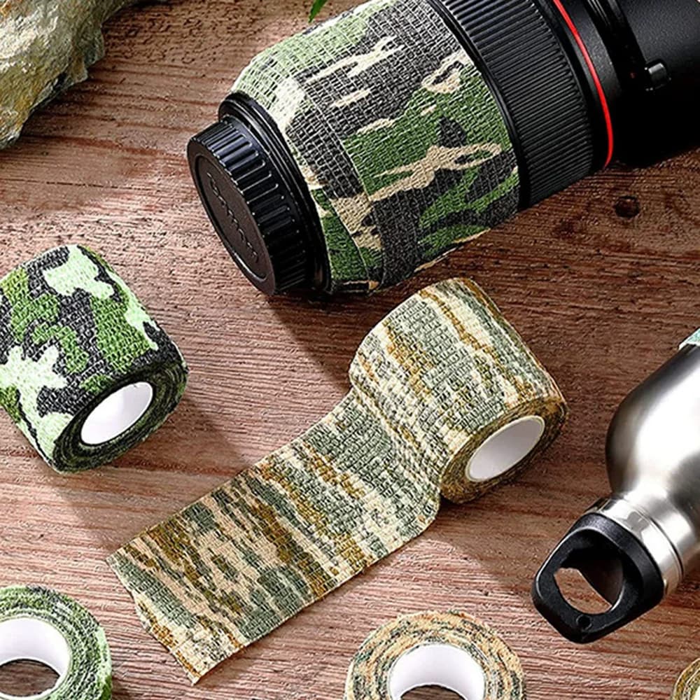 1/6 Pezzi Benda Adesiva Stealth Wrap - Nastro Mimetico Impermeabile per Caccia, Supporto Dita/Caviglie e Forniture di Pronto Soccorso