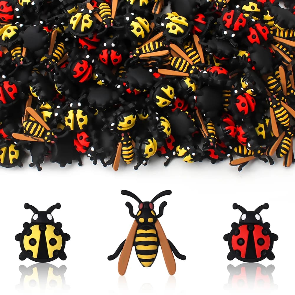 5/10/20PCS Coccinella Perline di Silicone 3D Animali Focus Perline Per Gioielli Orecchini Ciondolo Pennello Per Il Trucco Decorazione Accessori