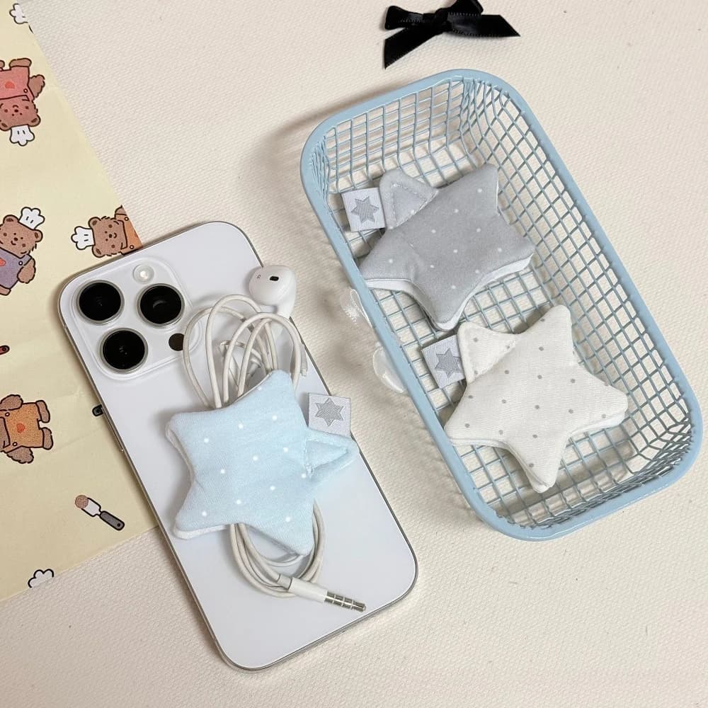Gestore cavi da tavolo Ins Style Fabric Star Gestore cavi Custodia per cuffie Organizzatore per archiviazione dati per cuffie