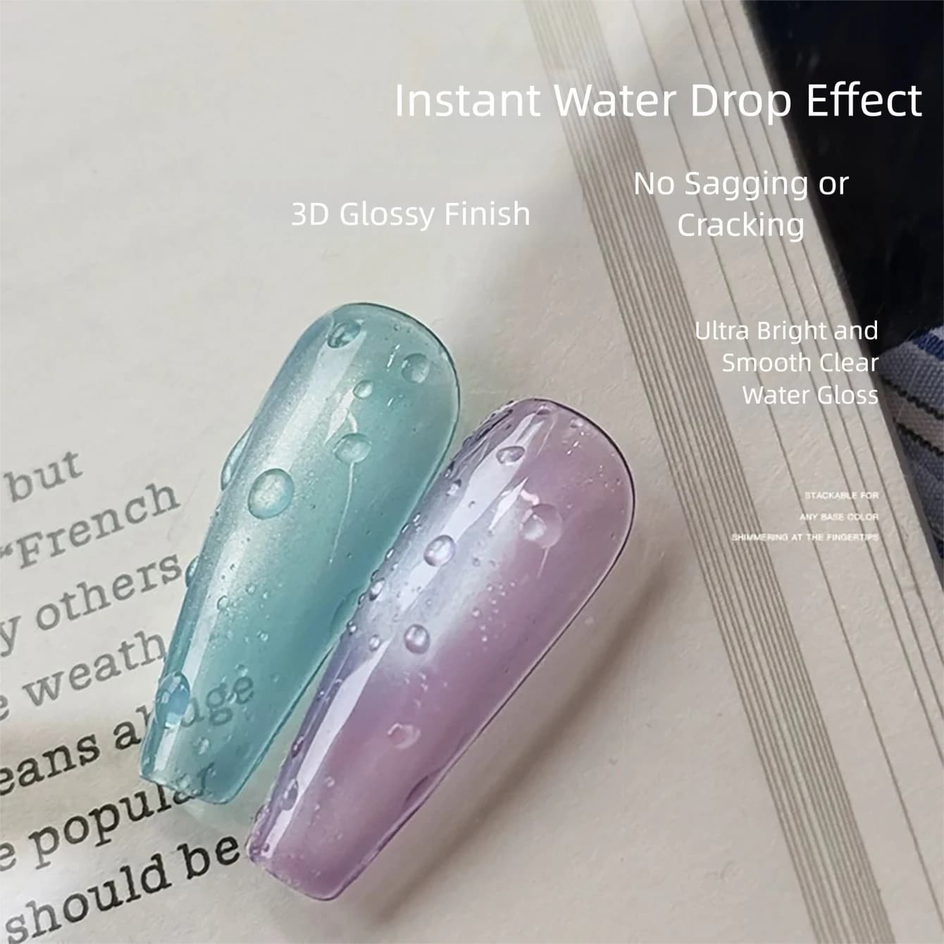 MIANEL 10ml Nuovo Top Coat Estivo 2026 Senza Residui Effetto Goccia d'Acqua – Trasparente Cristallino, Effetto 3D, Gel Professionale per Unghie