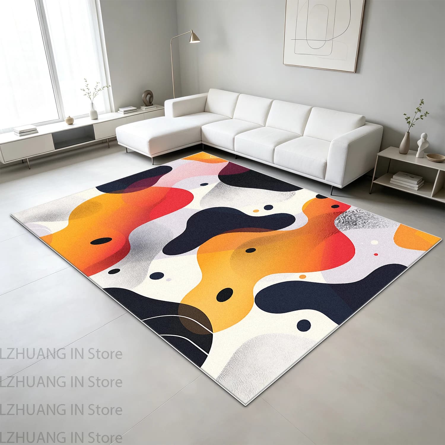 Modern Colorful Abstract Style Art Carpets for Living Room Soft Fluffy Antiskid Rugs for Bedroom Easy Cleaning Coffee Tables Mat