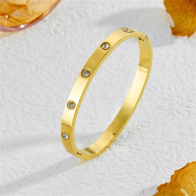 Acciaio inossidabile 316L 2025 gioielli impermeabili di nuova moda incorporati 10 zirconi larghezza 6mm braccialetto con ciondoli per la decorazione delle donne