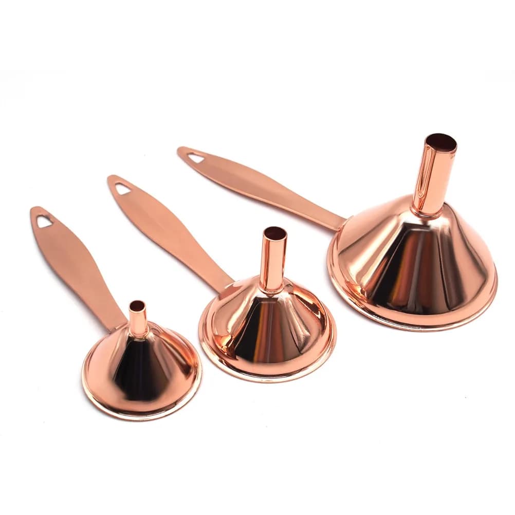 Set di 3 Imbuti in Acciaio Inox con Manico, Imbuti Mini a Stelo Stretto per Trasferimento di Olio, Spezie e Liquidi, Essenziali in Cucina