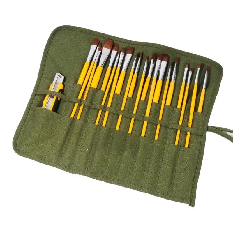 Brush Bag Artist Draw Pen Watercolor Roll Up Canvas Oil Paint Brush Cases Holder Paint Brush Cases Makeup Brushes Organizer