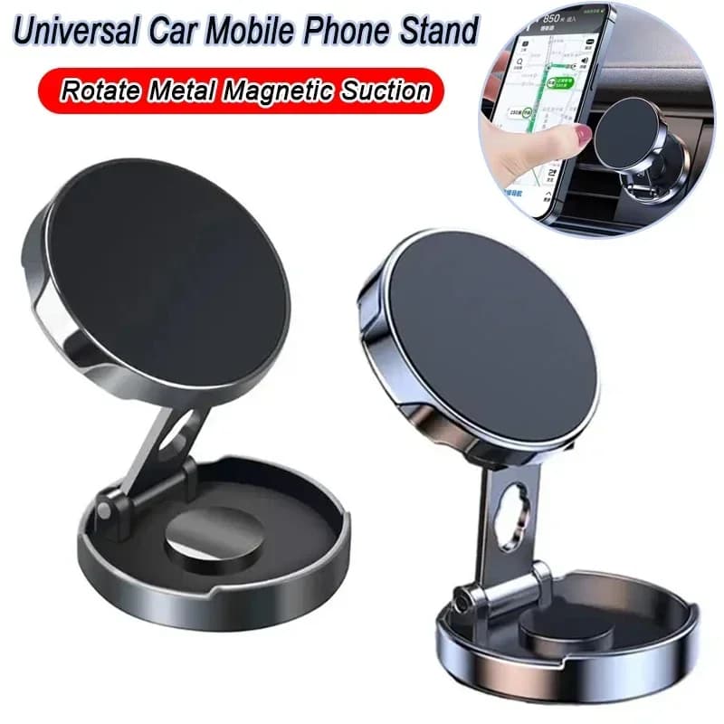 Supporto per Telefono da Auto con Rotazione a 720 Gradi, Magnetico in Metallo, Pieghevole, Universale per Tutti i Telefoni