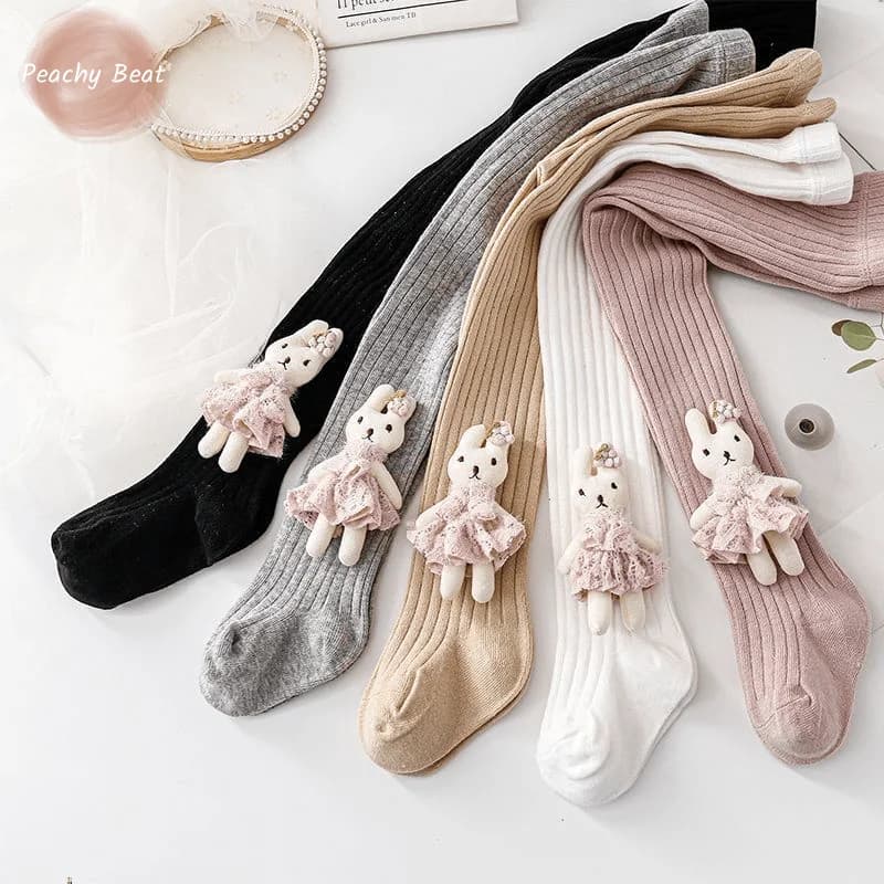Moda neonata Leggings lavorati a maglia neonato bambino primavera autunno coniglio collant Soild colore stretto vestiti del bambino calzino 1-7Y