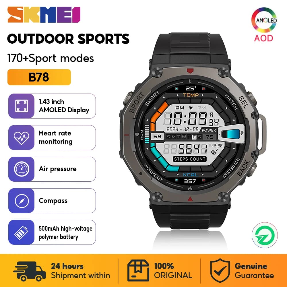 SKMEI Military Air Sports Open Smart Watches For Women Men 1.43 "500Mah 5ATM Battery Waterproof Fitness Smartwatch For Android IOS