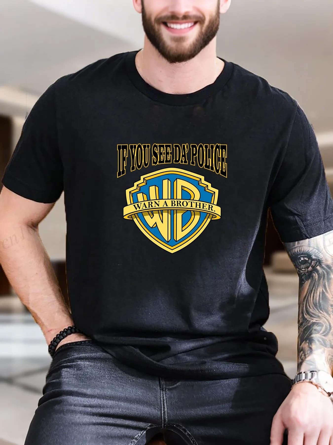 T-shirt a maniche corte stampata da uomo di nuova moda di arrivo Scudo Nastro Logo Design 100% cotone Traspirante Confortevole Moda casual